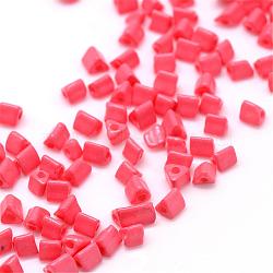 Opaque Glass Seed Beads, Triangle, Light Coral, 2~6x4x3.5mm, Hole: 1mm, about 4500pcs/bag, 440~450g/bag(SEED-R030-A10)