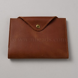 Leather Wallets, Card Bags with Antique Bronze Iron Snap Buttons, Rectangle, Antique Bronze, Sienna, 10.4x14x1.55cm(ABAG-WH20002-23A)