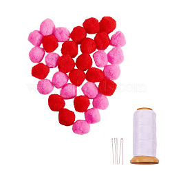 DIY Pom Pom Ball Decoration Making Kits, Including Pom Pom Balls, Nylon Threads and Iron Tapestry Needles, Mixed Color, Balls: 20mm/25mm, 200pcs/set(DIY-SZ0001-41A)