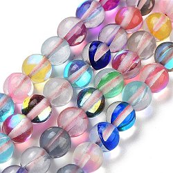 Transparent Glass Beads, Round, Glow in the Dark Beads, Colorful, 6mm, Hole: 1mm, about 66~67pcs/strand, 15.16 inch(38.5cm)(GLAA-B022-6mm-11)