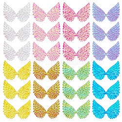 40Pcs 8 Colors Sparkling Cloth Cabochons, Wing, for Hair Pin, Clothing, Cake Decoration, Mixed Color, 62.5x88x1.2mm, 5Pcs/color(FIND-GO0001-86)