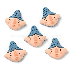 Resin Cabochons, Cartoon Character, Human with Steel Blue Hair, 20x19x5mm(CRES-G015-02)