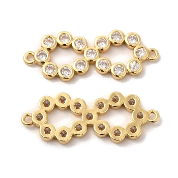 Brass Pave Clear Cubic Zirconia Connetor Charms, Infinity Links, Golden, 30.5x11.5x2mm, Hole: 1.5mm