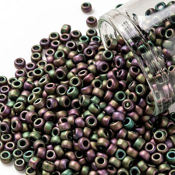 TOHO Round Seed Beads, Japanese Seed Beads, (709) Matte Color Iris Violet, 8/0, 3mm, Hole: 1mm, about 1110pcs/50g