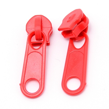 Plastic Zipper Slider, Garment Accessories, Oval, Crimson, 3.6x1.1x1.1cm