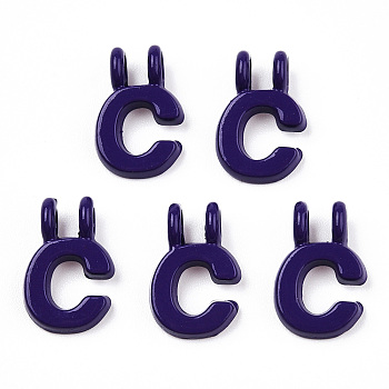 Rack Plating Spray Painted Alloy 2-Loop Link Pendants, Letter Charms, Lead Free & Nickel Free & Cadmium Free, Letter.C, 13.5x9x2mm, Hole: 2mm