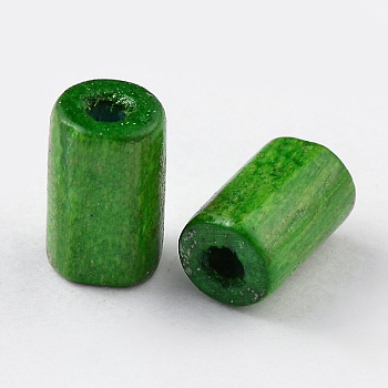 Natural Wood Beads, Tube, Lead Free, Dyed, Lime Green, 8x5mm, Hole: 2mm, about 12600pcs/900g
