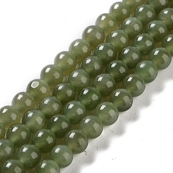 Natural Nephrite Jade Beads Strands, Round, 6mm, Hole: 0.7~0.8mm, about 108~109pcs/strand, 24.09''~24.61''(61.2~62.5cm)