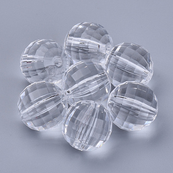 Transparent Acrylic Beads, Faceted, Round, Clear, 21.5x21mm, Hole: 3.5mm, about 80pcs/500g