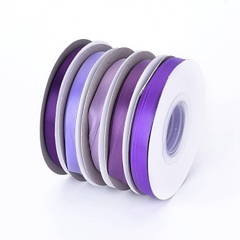 Single Face Polyester Satin Ribbons, for Gift Packing, Party Decorate, Jewelry Making, Mixed Color, 10mm, about 20yard/roll