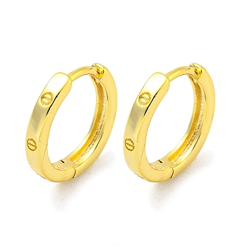 Brass Hoop Earrings, Round, Real 18K Gold Plated, 13x2mm