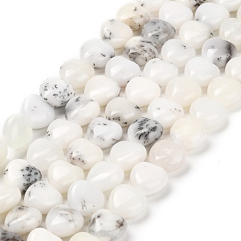 Natural White African Opal Beads Strands, Heart, 10~10.5x10~10.5x5.5~6mm, Hole: 1mm, about 41pcs/strand, 15.43''(39.2cm)