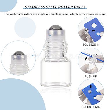 ベネクリエイト 24 個のプラスチックカバー付き透明ガラスローラーボールボトル(DIY-BC0006-47)-4