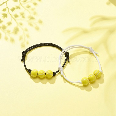 2Pcs 2 Colors Acrylic Tennis Beaded Bracelet(BJEW-JB08558-01)-2