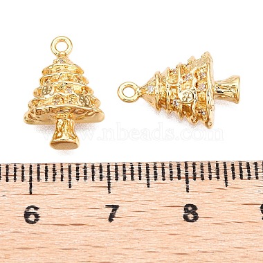 Christmas Theme Brass Pave Clear Cubic Zirconia Charms(KK-T073-06G)-3