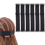 6Pcs Cloth Anti-slip Wig Caps, Adjustable Elastic Mesh Net Wig Caps Hook Fixing Strap, Black, 180~325x29.5x4~12mm(AJEW-FH0008-84)