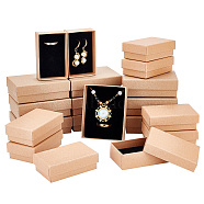 Elite 20Pcs 2 Styles Kraft Cotton Filled Cardboard Paper Jewelry Set Boxes, for Ring, Necklace, with Sponge inside, Rectangle, Tan, 8~9x5~7x2.5~3cm, 10pcs/style(CBOX-PH0002-21)