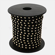 Golden Aluminum Studded Faux Suede Cord, Faux Suede Lace, Black, 5x2mm, about 20yards/roll(LW-D004-01)