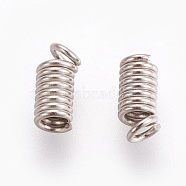 Iron Coil Cord Ends, Platinum, 7x3mm, Hole: 1.8mm, Inner Diameter: 1.8mm, about 200pcs/bag(IFIN-WH0036-01P)