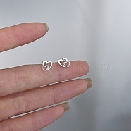 Alloy Earrings for Women, with 925 Sterling Silver Pin, Heart, 10mm(FS-WG98937-82)