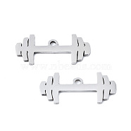 201 Stainless Steel Pendants, Laser Cut, Dumbbell, Stainless Steel Color, 9x20x1mm, Hole: 1.4mm(STAS-T044-247P)