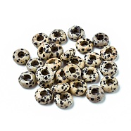 Natural Dalmatian Jasper European Beads, Large Hole Beads, Rondelle, 12x6mm, Hole: 5mm(X-G-G740-12x6mm-28)