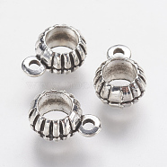 Tibetan Style Alloy Tube Bails, Loop Bails, Rondelle, Antique Silver, 11x7.6x5.5mm, Hole: 1.5mm, Inner Diameter: 5mm(X-PALLOY-F202-26AS)
