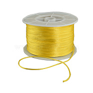 Round Nylon Thread, Rattail Satin Cord, for Chinese Knot Making, Yellow, 1mm, 100yards/roll(NWIR-R005-014)