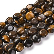 Natural Tiger Eye Beads Strands, Nuggets, Tumbled Stone, 9~17x8~12x6~8mm, Hole: 1mm, about 38pcs/strand, 15.55''(39.5cm)(G-G146-A05-02)