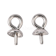 Stainless Steel Cup Pearl Peg Bails Pin Pendants, For Half Drilled Beads, Stainless Steel Color, 7x3mm, Hole: 1mm, Pin: 0.8mm(STAS-P149-01P)