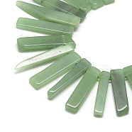 Natural Green Aventurine Beads Strands, Top Drilled Beads, Rectangle, 20~65x7~15x6~10mm, Hole: 2mm, about 30~40pcs/strand, 15.75 inch(40cm)(G-R419-16)