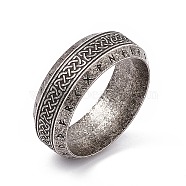304 Stainless Steel Sailor's Knot Finger Ring, Rune Words Odin Norse Viking Amulet Jewelry for Women Men, Antique Silver, Inner Diameter: 18.8mm(RJEW-F137-01AS)