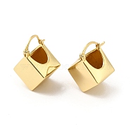 Brass Thick Rhombus Hoop Earrings for Women, Golden, 22x18x14mm, Pin: 16x0.5~1x0.5mm(EJEW-E275-04G)