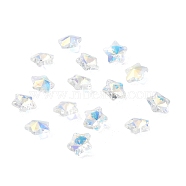 Glass Charms, Faceted Star, Clear, 13x13.5x7mm, Hole: 1.2mm(GGLA-Z002-01A)