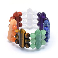 Yoga Chakra Jewelry, Natural/Synthetic Mixed Stone Stretch Bracelets, Round and Bullet, 1-7/8 inch(4.8cm)(BJEW-P243-C)