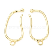 Brass Earring Hooks, Ear Wire with Loops, Cadmium Free & Lead Free, Real 24K Gold Plated, 25x12x2mm, Hole: 1.6mm, 18 Gauge, Pin: 1mm(KK-R149-23G)