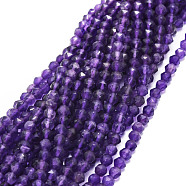 Natural Amethyst Beads Strands, Faceted, Round, 4~4.5mm, Hole: 1mm, about 97pcs/strand, 15.16''(38.5cm)(G-E569-A03)