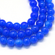 Baking Painted Imitation Jade Glass Round Bead Strands, Royal Blue, 10~10.5mm, Hole: 1.5mm, about 85pcs/strand, 31.4 inch(X-DGLA-Q021-10mm-33)