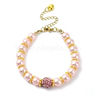 Glass Imitation Pearl Beaded Bracelets for Women, Pink, 7-1/8 inch(18cm)(BJEW-JB10034-02)
