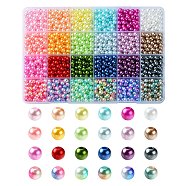 24Colors ABS Plastic Imitation Pearl Beads, Round, Mixed Color, 5.5~6x5~5.5mm, Hole: 1.5~2mm(OACR-YW0001-74)