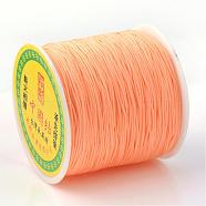 Braided Nylon Thread, Chinese Knotting Cord Beading Cord for Beading Jewelry Making, Light Salmon, 0.8mm, about 100yards/roll(NWIR-R006-0.8mm-180)
