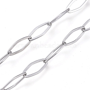 304 Stainless Steel Cable Chains, Rhombus Links Chains, Soldered, with Spool, Stainless Steel Color, 15x6x0.7mm, about 32.8 Feet(10m)/roll(CHS-P010-01P)