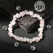 Rose Quartz Chips Stretch Bracelets, Lavender Blush, 2-1/8~2-1/4 inch(5.3~5.6cm)(X-BJEW-JB01308-01)