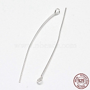 925 Sterling Silver Eye Pins, Silver, 40x0.7mm, Head: 3mm, about 110~120pcs/20g(STER-F018-02D-01)