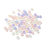 Transparent Glass Beads, Flat Round with Pig, Mixed Color, 14x5.5mm, Hole: 1mm(GLAA-O023-18)