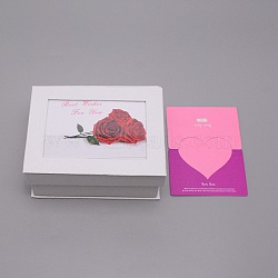 Rectangle Rose Combination Soap Flower & Photo Frame Box, with Paper Cards, for Valentine's Day, White, 123x161x72mm(AJEW-WH0237-25)