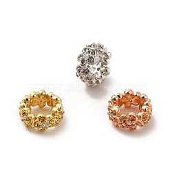 Rack Plating Brass Micro Pave Cubic Zirconia Flower Beads, Long-Lasting Plated, Cadmium Free & Lead Free, Plum Blossom, Mixed Color, 8x4mm, Hole: 4.4mm(KK-C010-33)