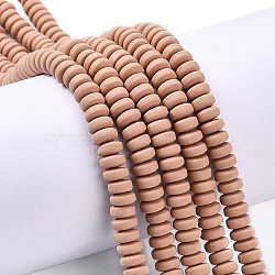 Handmade Polymer Clay Beads Strands, for DIY Jewelry Crafts Supplies, Flat Round, Camel, 6~7x3mm, Hole: 1.5mm, about 113~116pcs/strand, 15.55 inch~16.14 inch(39.5~41cm)(X-CLAY-N008-008-126)