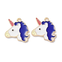 Alloy Enamel Pendants, Golden, Animals Theme Charm, Unicorn, 21x19.5x1mm, Hole: 1.8mm(ENAM-O001-08N-G)