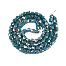 Electroplate Glass Beads Strands, AB Color Plated, Faceted, Column, Teal, 5.5x5mm, Hole: 1.2mm, about 99pcs/strand, 21.85 inch(55.5cm)(EGLA-N002-13-A04)